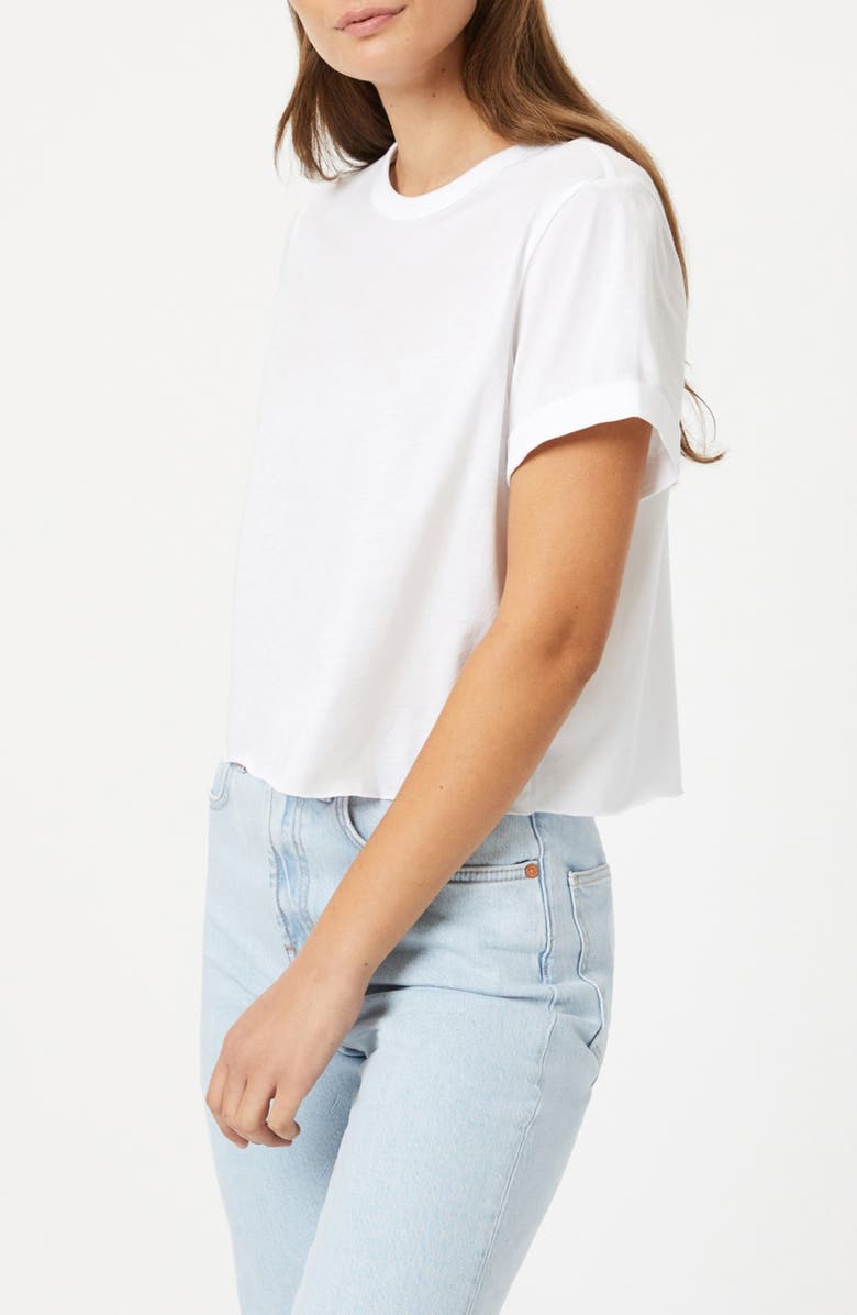 Mavi Jeans Raw Hem Crop T-Shirt, Alternate, color, White