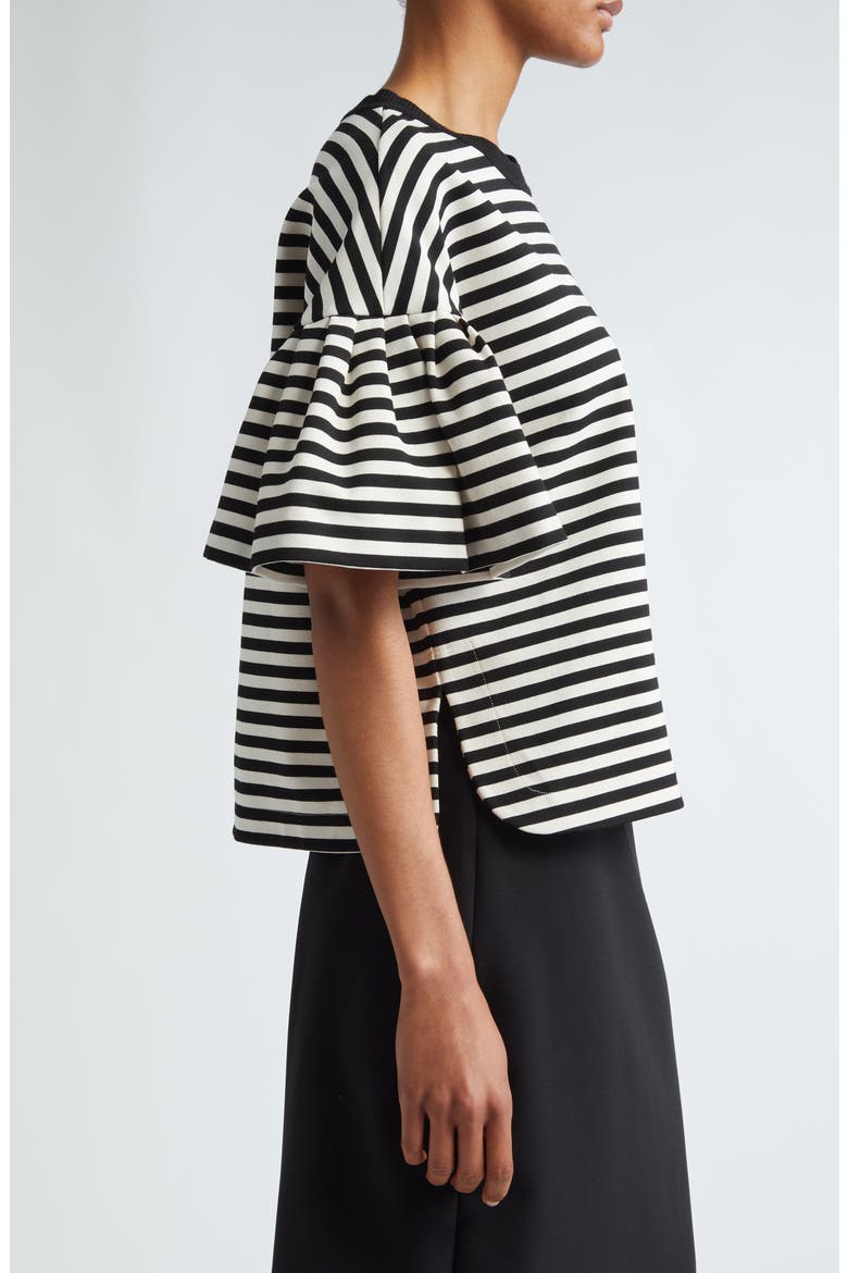 Peirak Stripe Bell Sleeve Knit Top, Alternate, color, BLACK WHITE