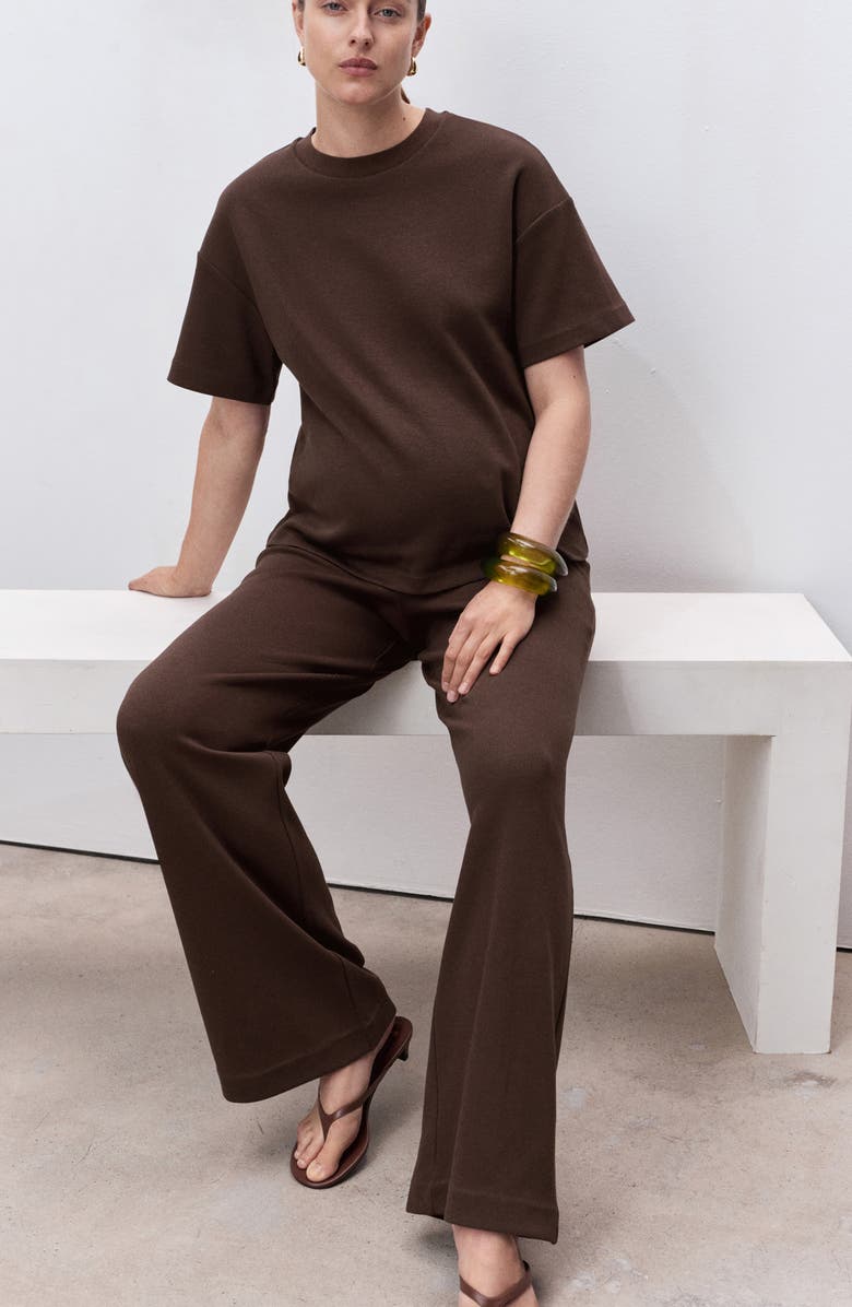 MANGO Cotton Blend Wide Leg Maternity Pants, Alternate, color, 