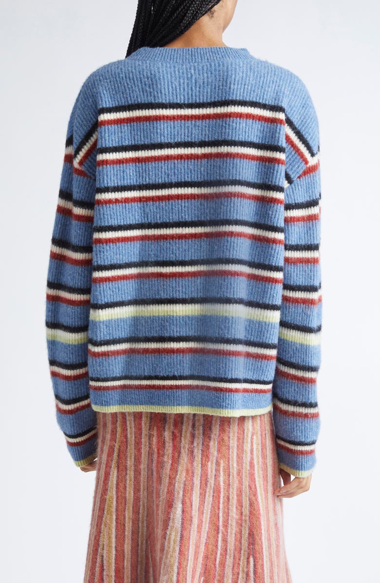 ZANKOV Halas Stripe Rib Merino Wool & Cashmere Crewneck Sweater, Alternate, color, Stripe-Cornflower