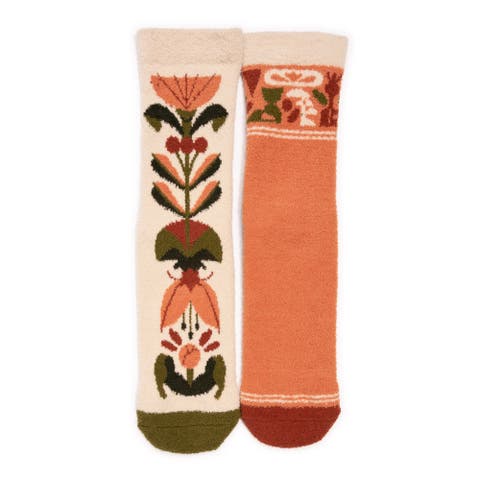 Cozy Compression Gripper Crew Socks 2 Pair Pack