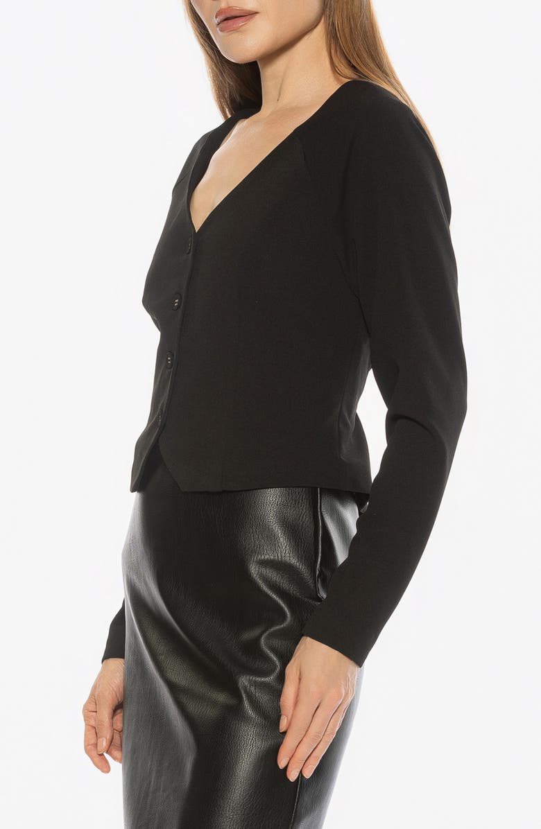 Alexia Admor Delyra Back Belt Front Button Crop Top, Alternate, color, Black