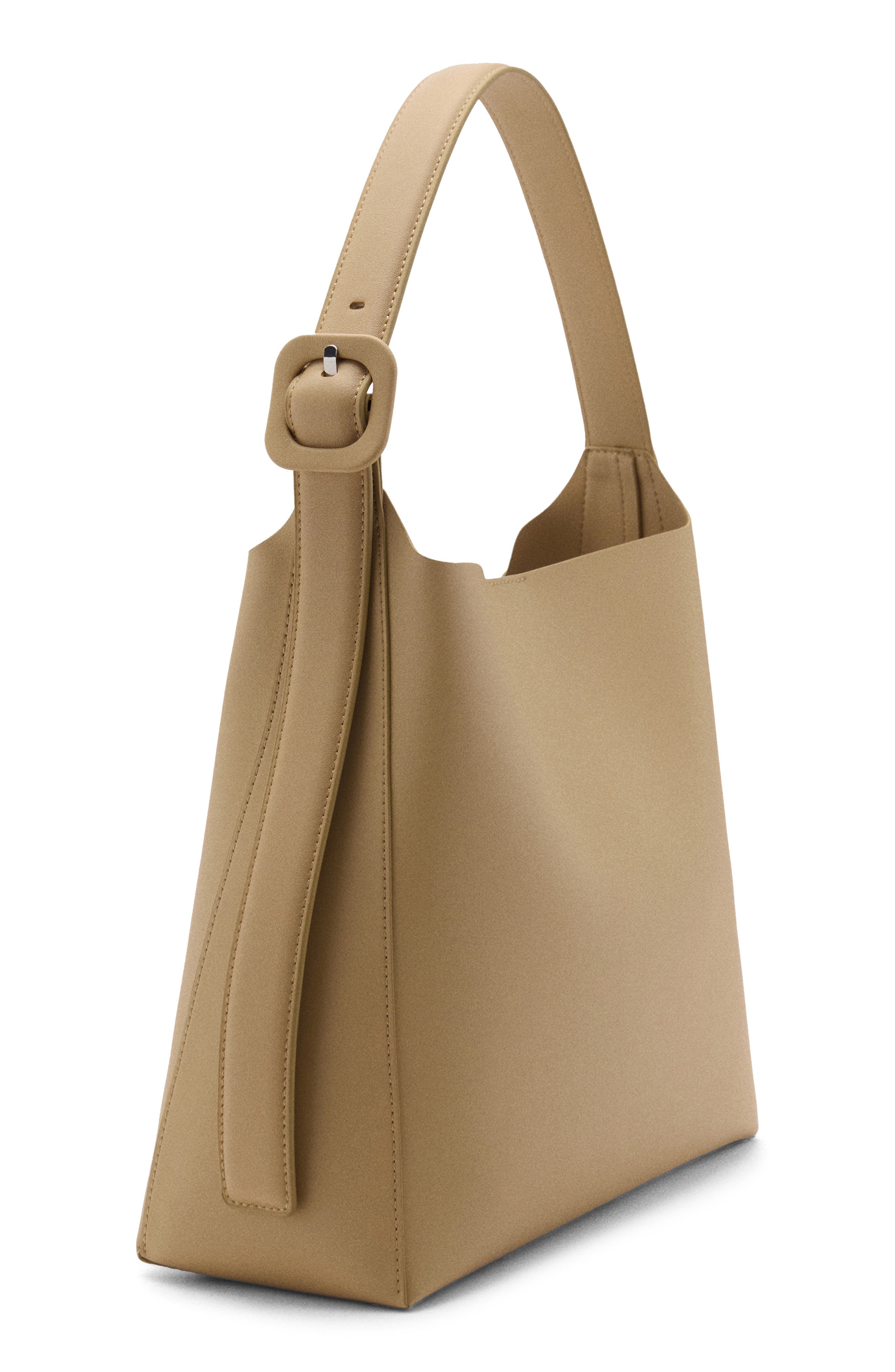 MANGO Faux Leather Bucket Bag, Alternate, color, Vanilla