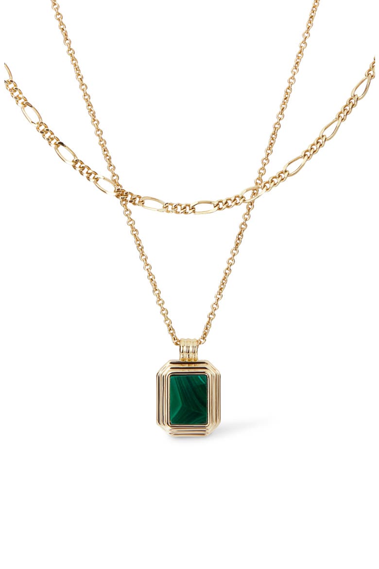 Layered Necklace Set - Temple Green, Main, color, Gold