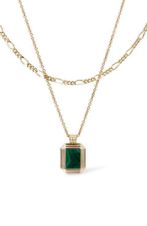 Layered Necklace Set - Temple Green