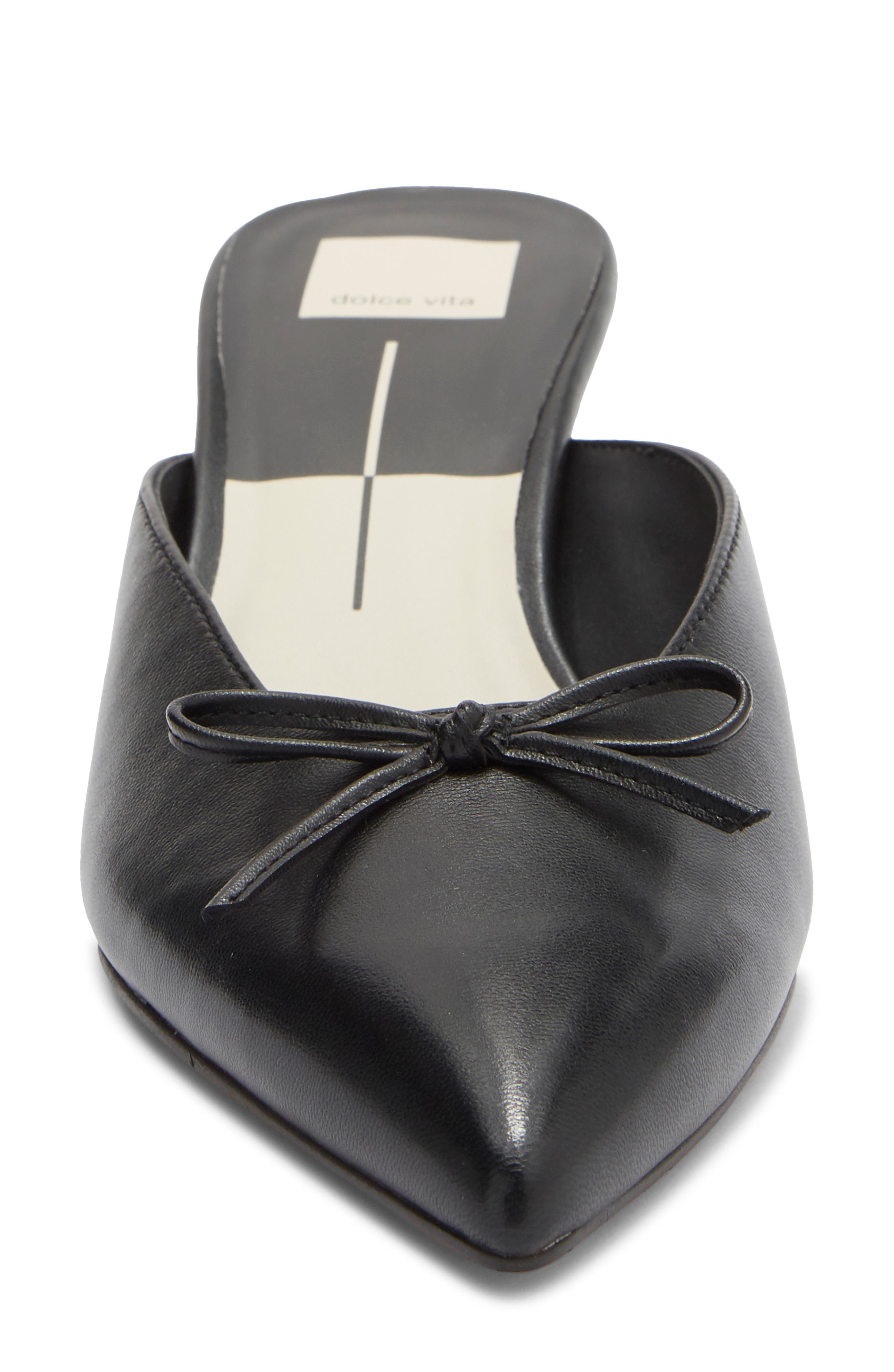 Dolce Vita Cleo Pointed Toe Kitten Heel Mule, Alternate, color, Black Leather