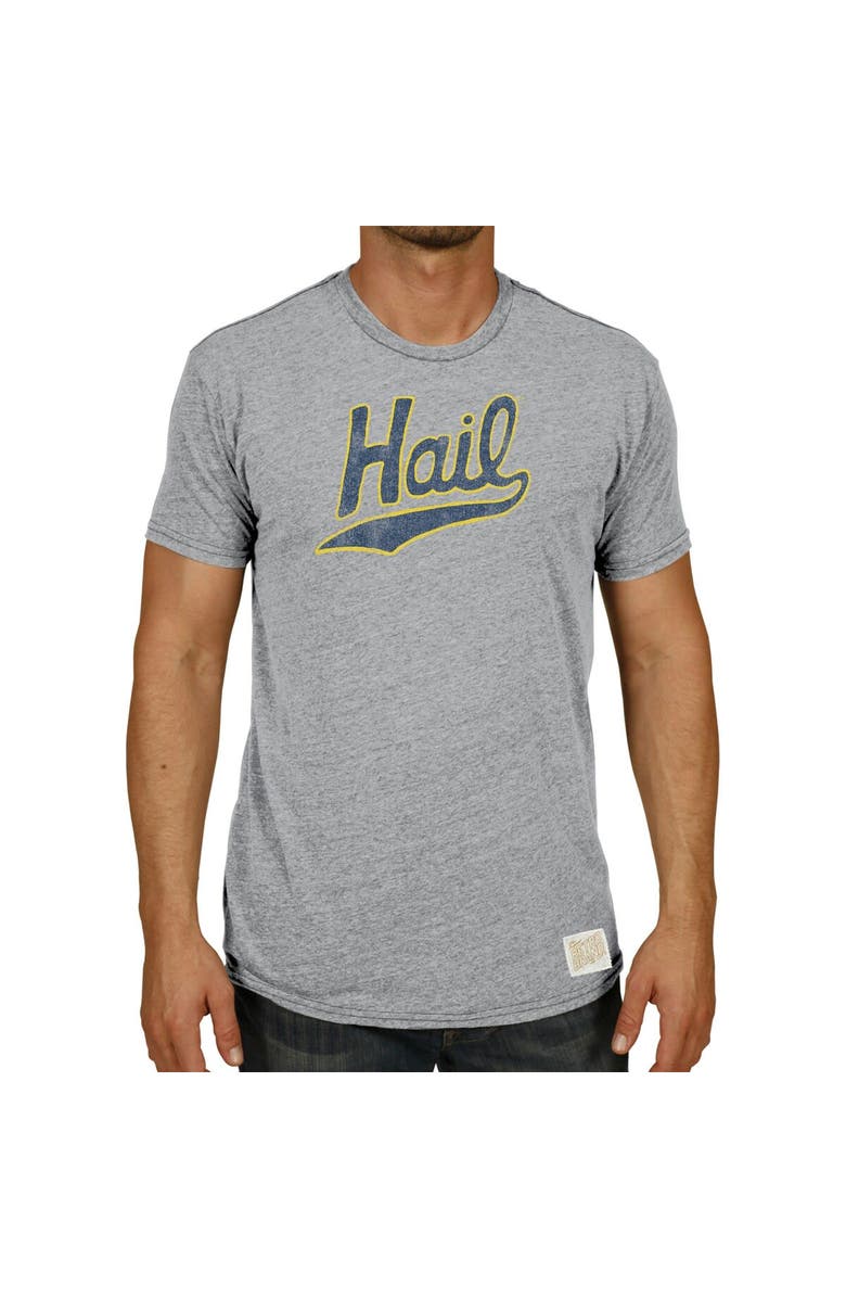 Retro Brand Men's Original Retro Brand Heathered Gray Michigan Wolverines Vintage Hail Tri-Blend T-Shirt, Alternate, color, Heather Gray