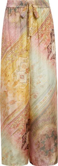 Zimmermann Tallow Relaxed Silk Wide Leg Pants | Nordstrom