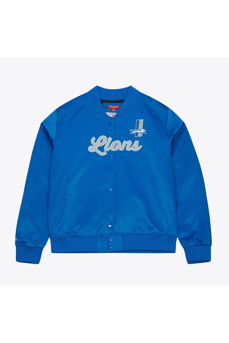 Women's Mitchell & Ness  Blue Detroit Lions Full-Snap Satin Jacket, Alternate, color, Blue