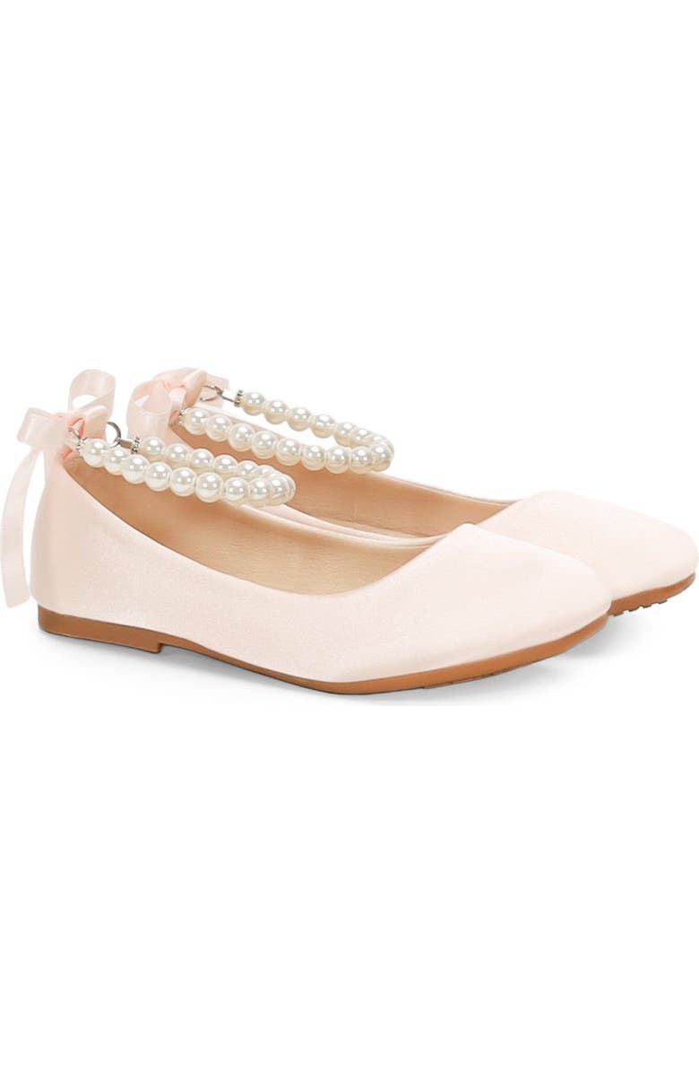 Kailee P Harper Satin Girl Flats with All Pearls Strap, Main, color, Pink