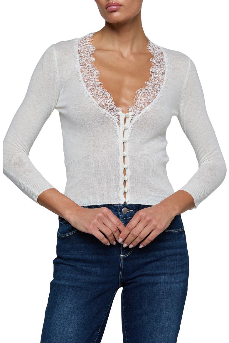 Eluna Lace Detail Cardigan, Main, color, IVORY