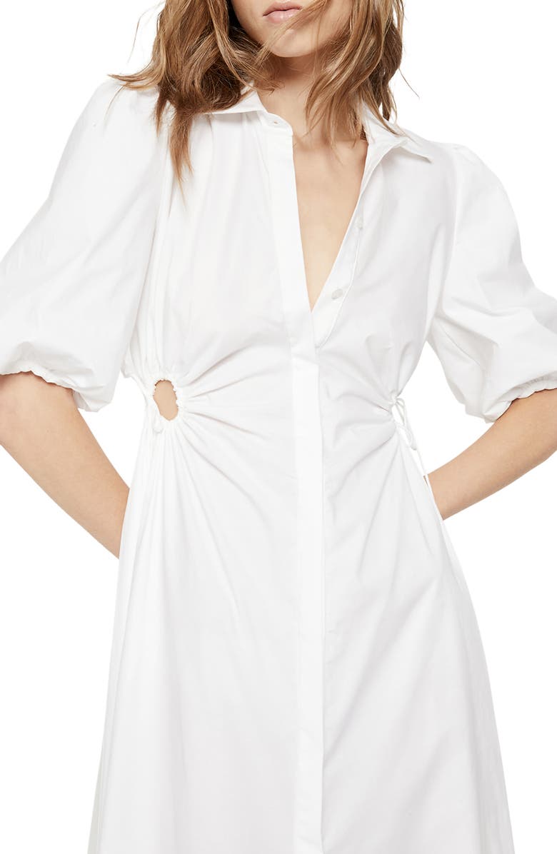 Bardot Cutout Midi Shirtdress, Alternate, color, 