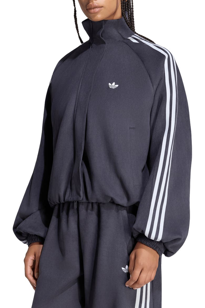 Faux Suede Track Jacket, Main, color, BLACK