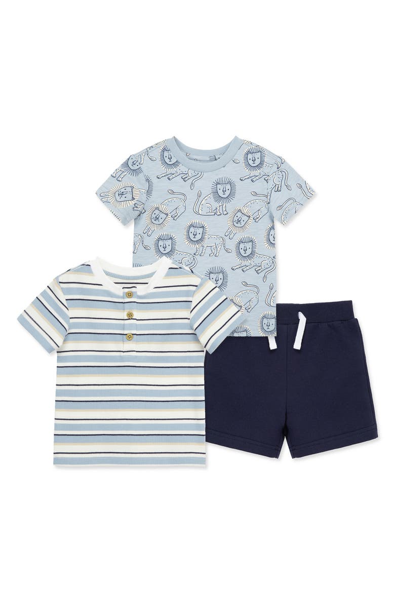 Little Me T-Shirts & Shorts 3-Piece Set, Main, color, Blue