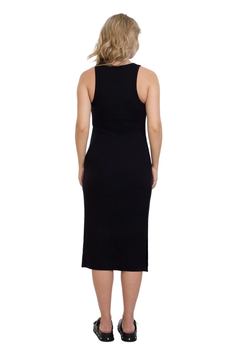 Crew Neck Sleeveless Racerback Maternity Midi Dress, Alternate, color, Black