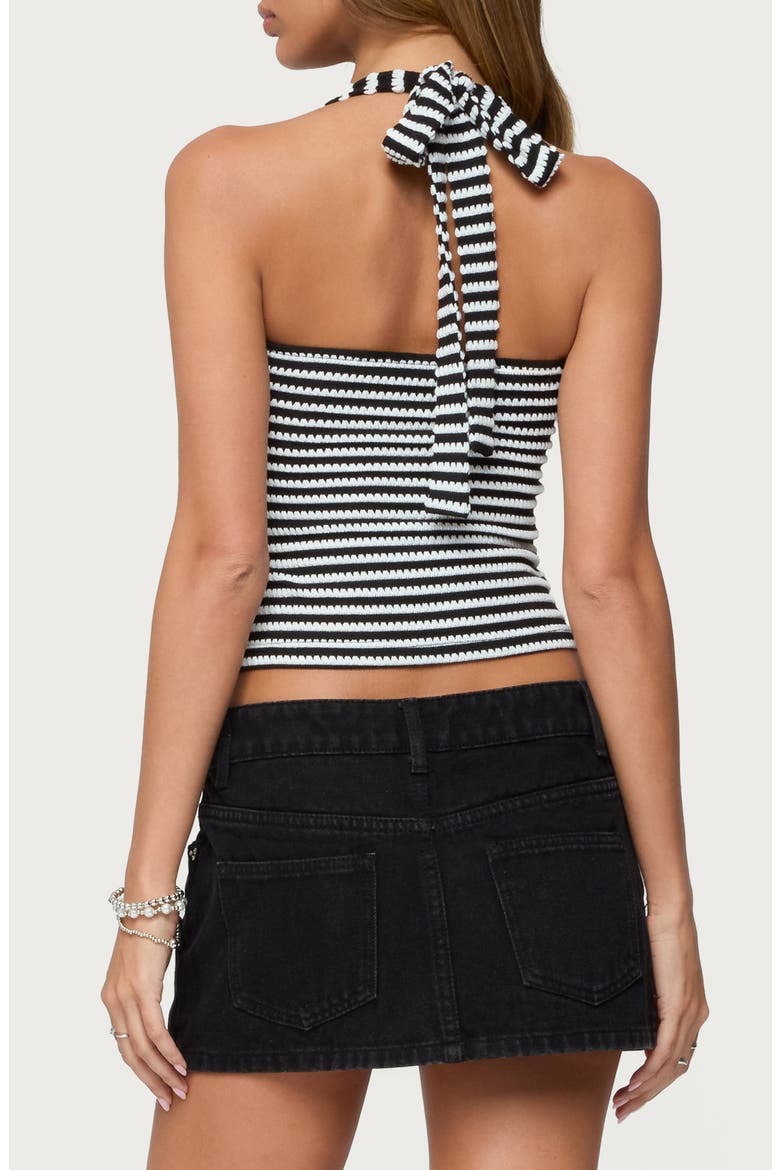 Lovina Textured Stripe Halter Top, Alternate, color, BLACK-AND-WHITE