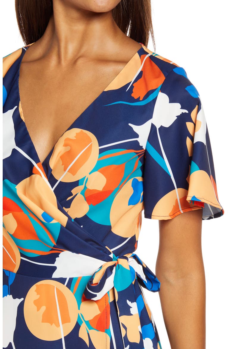 Abstract Print Wrap Dress, Alternate, color, NAVY