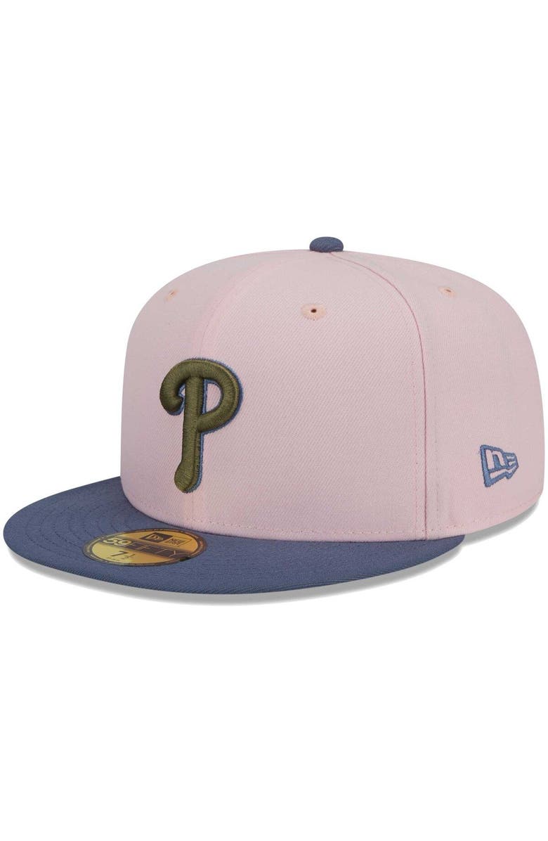 New Era Men's New Era Pink/Blue Philadelphia Phillies  Olive Undervisor 59FIFTY Fitted Hat, Alternate, color, 