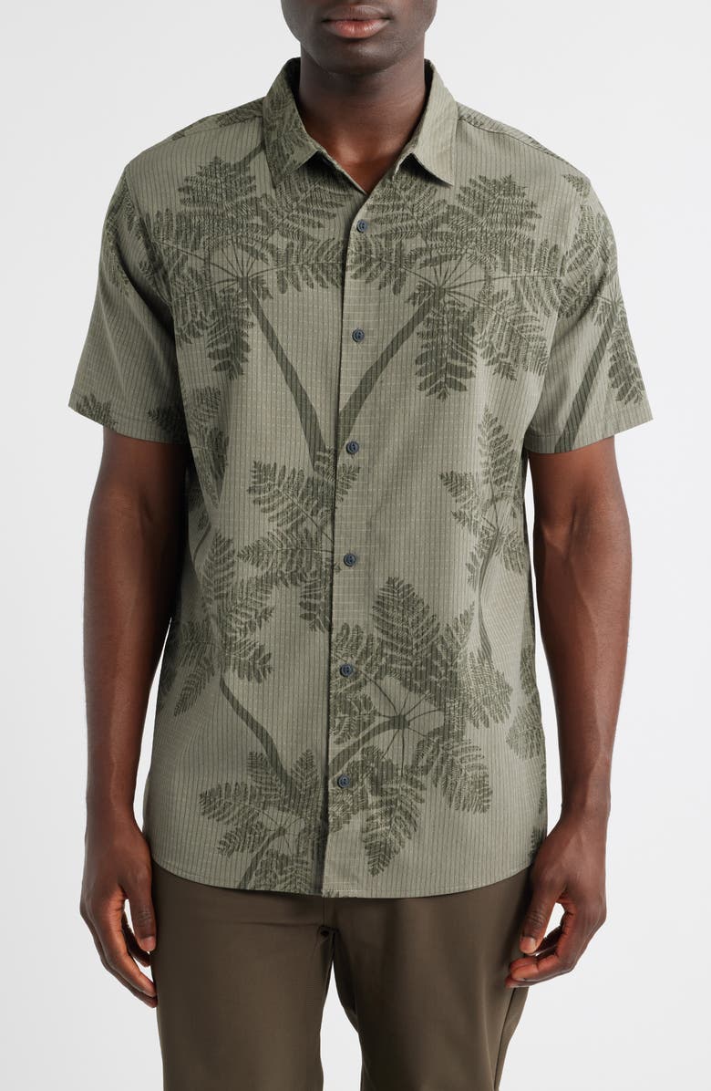 Roark Bless Up Short Sleeve Button-Up Shirt, Main, color, Light Army