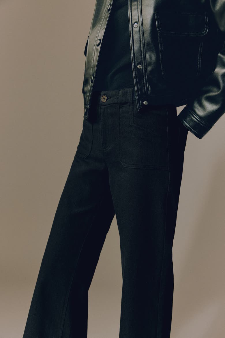 Wide-leg Twill Pants, Alternate, color, Black