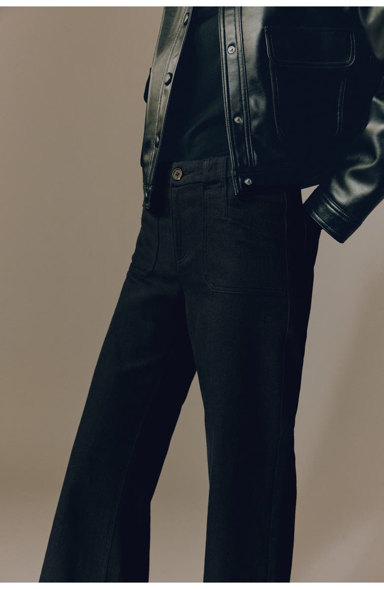 H&M Wide Twill Trousers, Alternate, color, Black