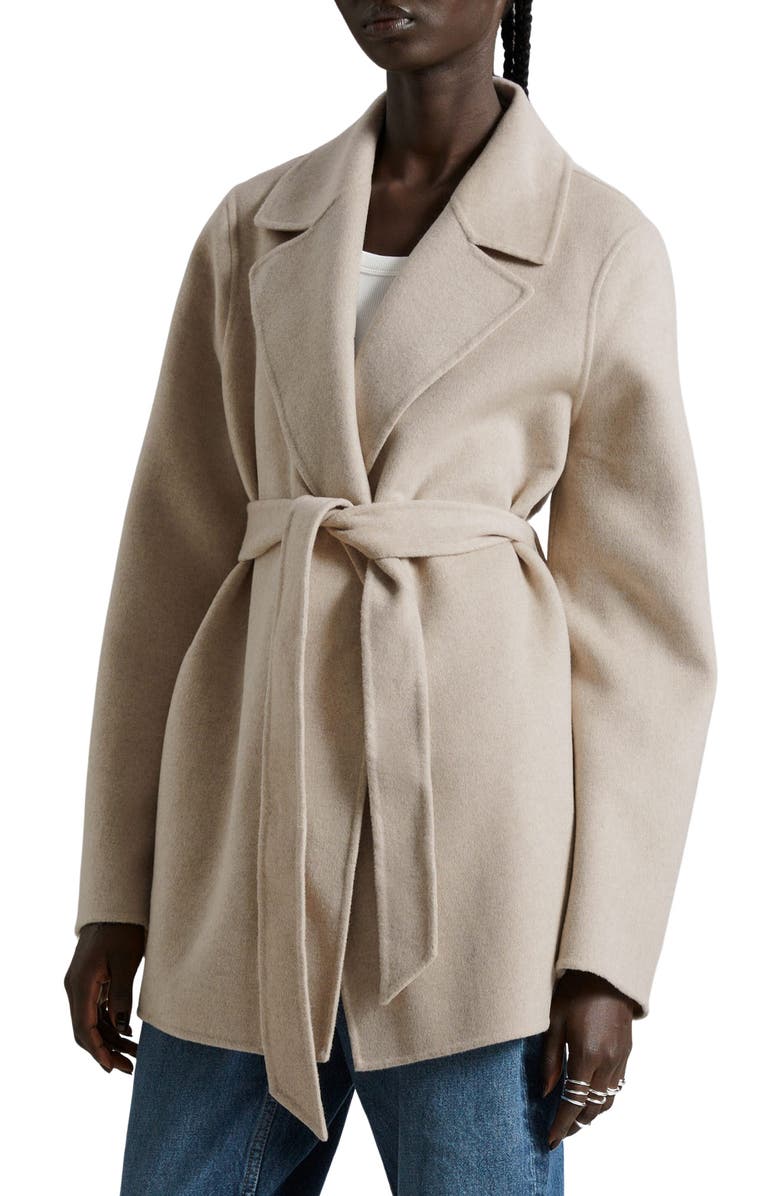 & Other Stories Belted Wool Blend Coat, Main, color, Mole