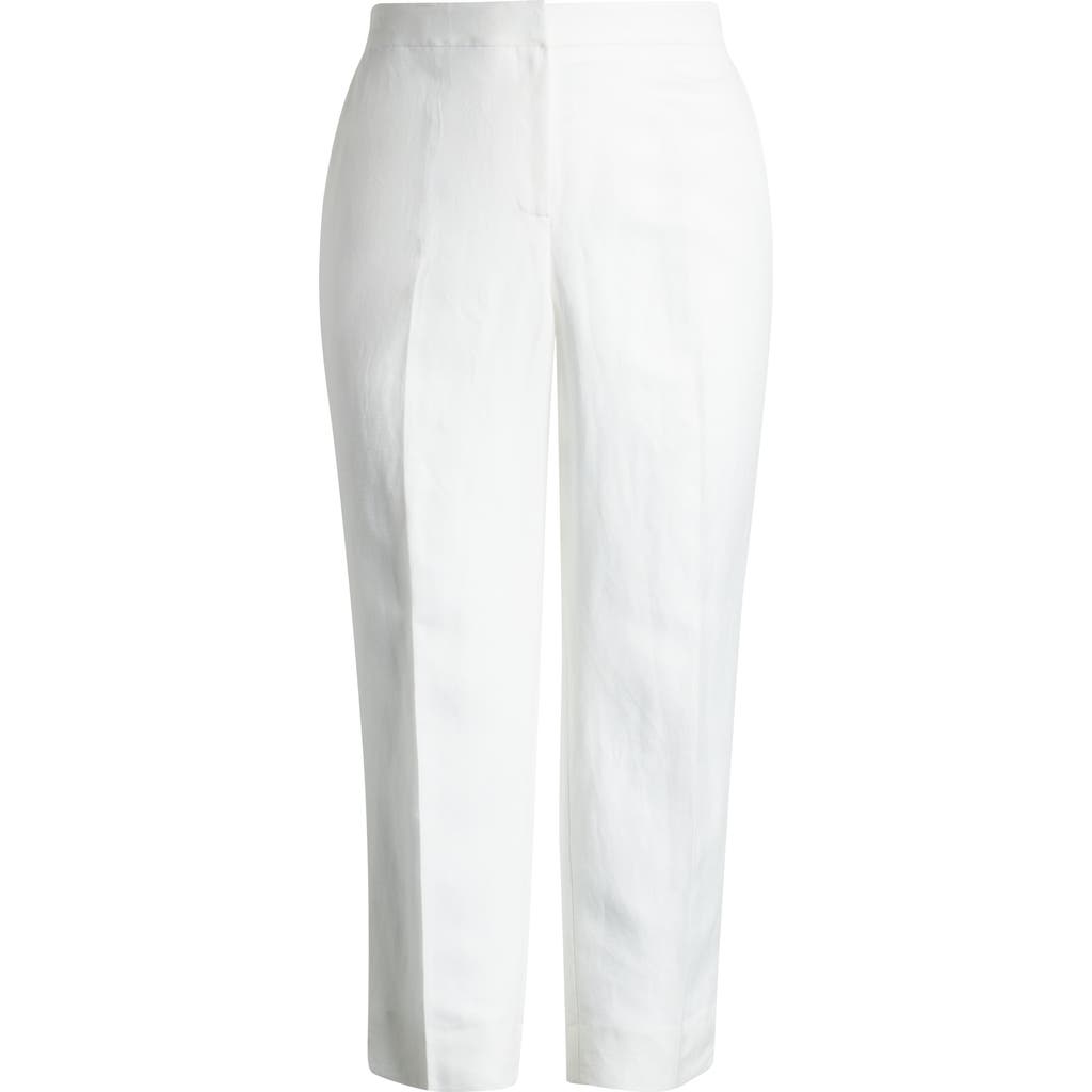 Kasper Linen Blend Ankle Pants In Lily White