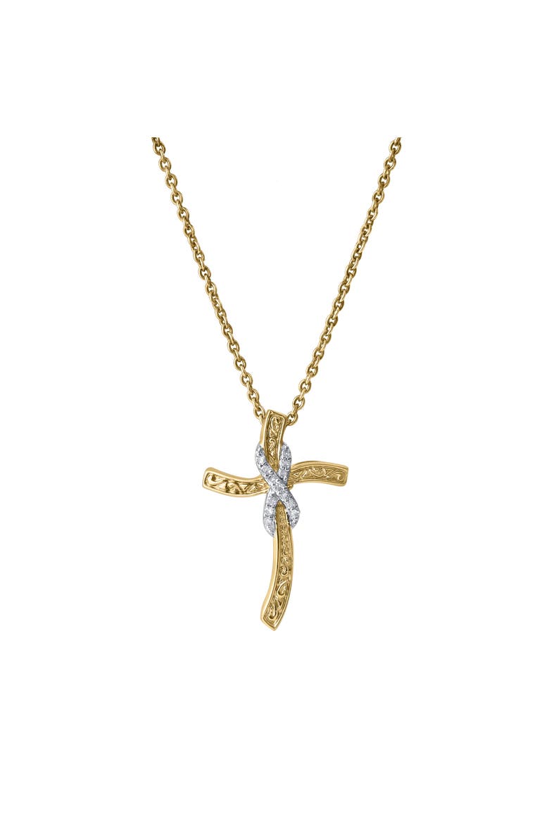 Benedicta 10K Gold Diamond Cross Pendant - 0.05 CT, Main, color, 10K Yellow Gold