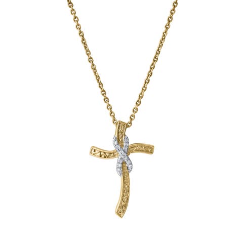Benedicta 10K Gold Diamond Cross Pendant - 0.05 CT