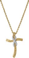LuvMyJewelry Benedicta 10K Gold Diamond Cross Pendant - 0.05 CT