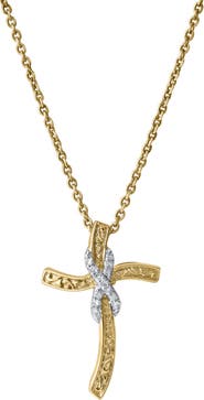 LuvMyJewelry Benedicta 10K Gold Diamond Cross Pendant - 0.05 CT