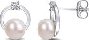 Julianna B. Cultured Pearl & Diamond Circle Earrings 10k