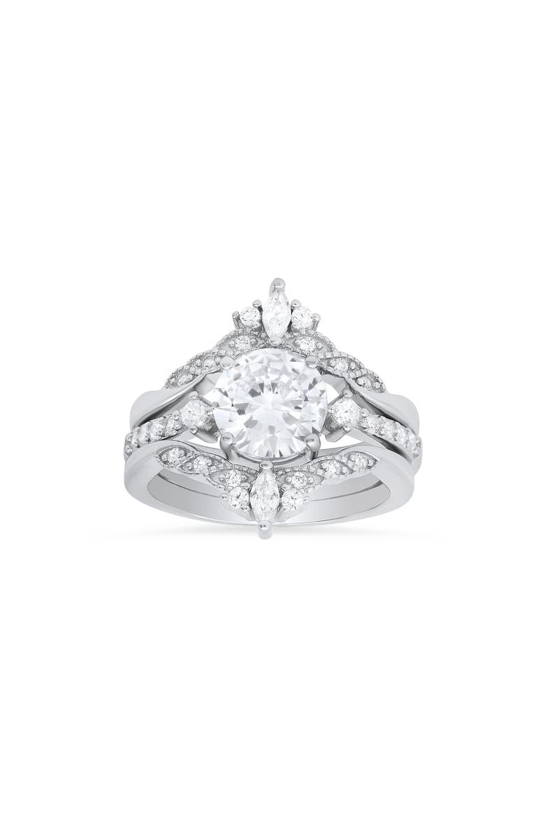 Sterling Silver 3-Piece Stacked CZ Ring Set, Main, color, SILVER