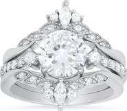 Queen Jewels Sterling Silver 3-Piece Stacked CZ Ring Set
