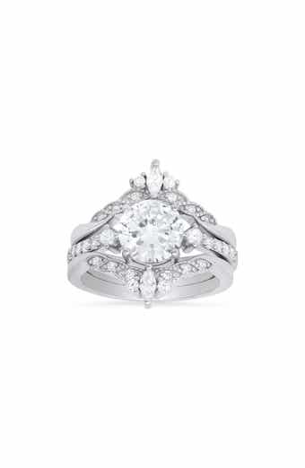 Sterling Silver 3-Piece Stacked CZ Ring Set