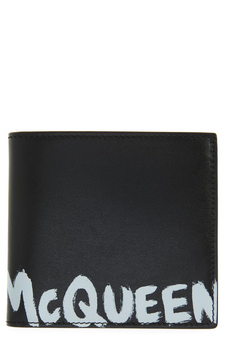 McQueen Alexander McQueen Graffiti Logo Leather Bifold Wallet, Main, color, 