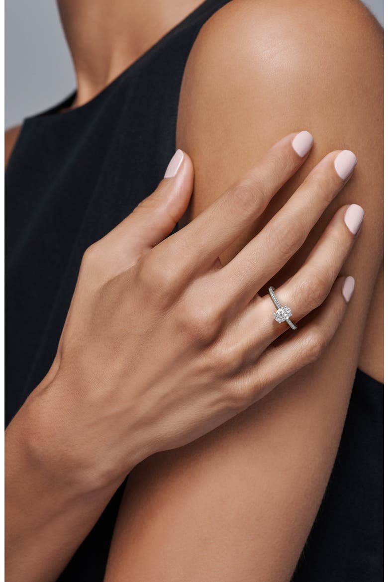 x Micaela Simply Solitaire Oval Diamond Engagement Ring with Diamond Band, Alternate, color, PLATINUM-D0.50CT