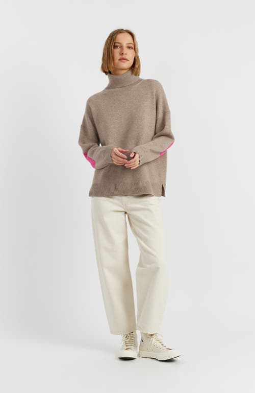 Chinti & Parker Wool Cashmere Elbow Patch Rollneck Sweater In Brown