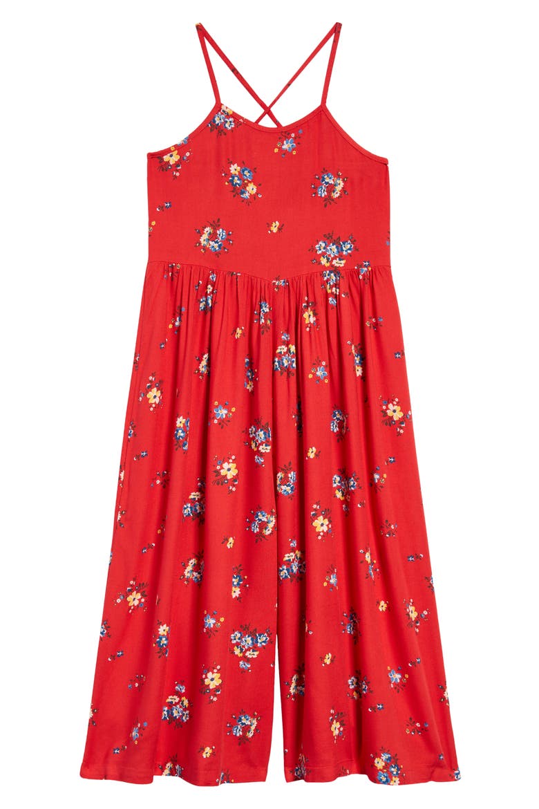 Kids' Easy Sleeveless Jumpsuit, Main, color, RED BITTERSWEET PICNIC FLORAL