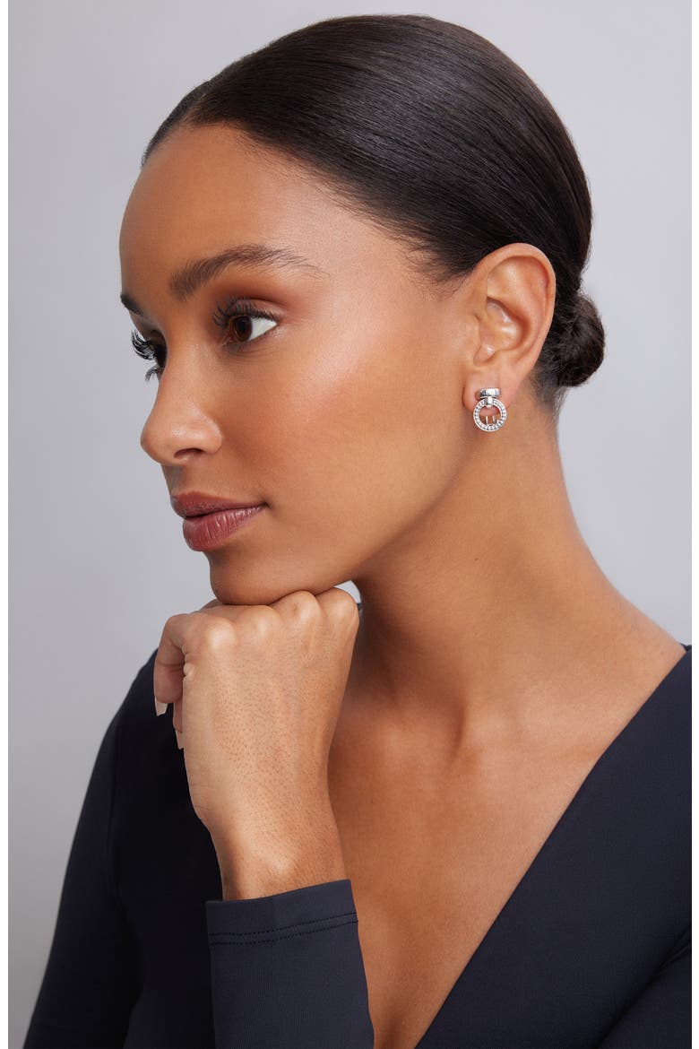 'Enso' Caviar™ Clip Earrings, Alternate, color, SILVER