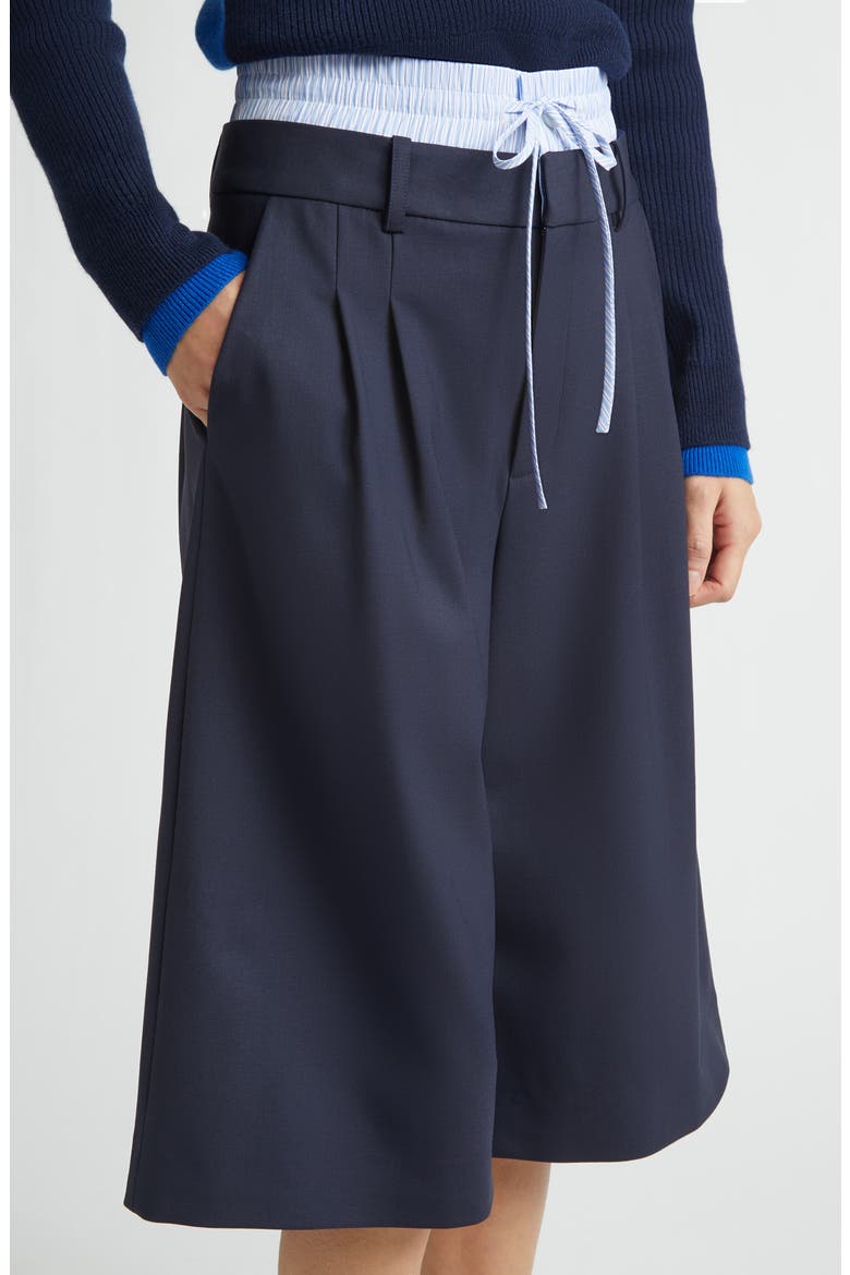 Double Waistband Stretch Wool Culotte Pants, Alternate, color, DARK SAPPHIRE