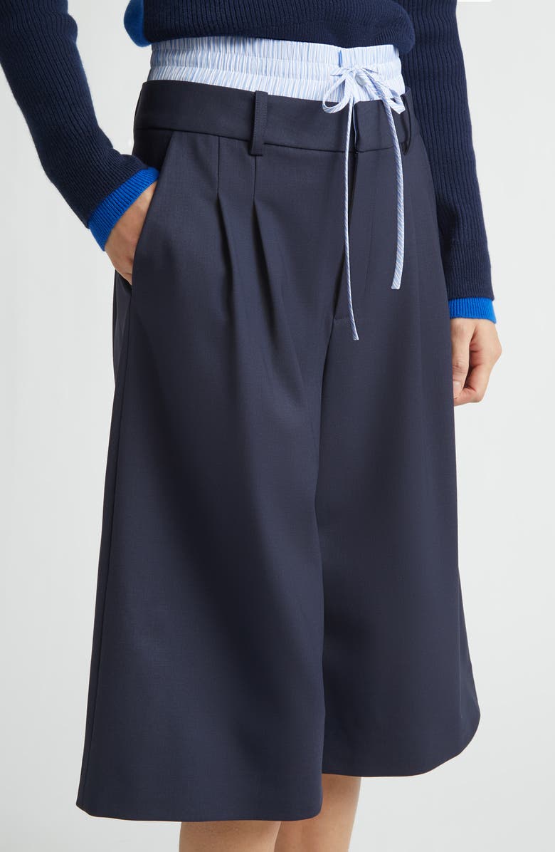 MONSE Double Waistband Stretch Wool Culotte Pants, Alternate, color, Dark Sapphire