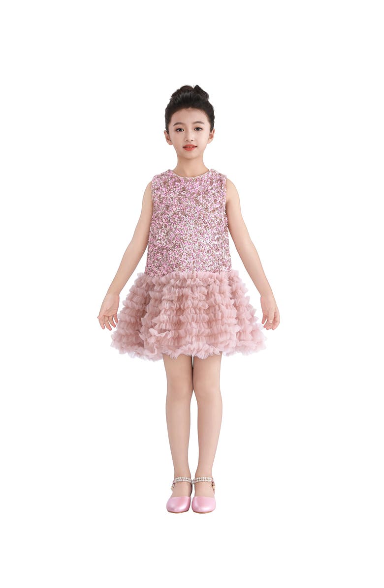 Tulleen Sequin & Tulle Party Dress, Alternate, color, Pink