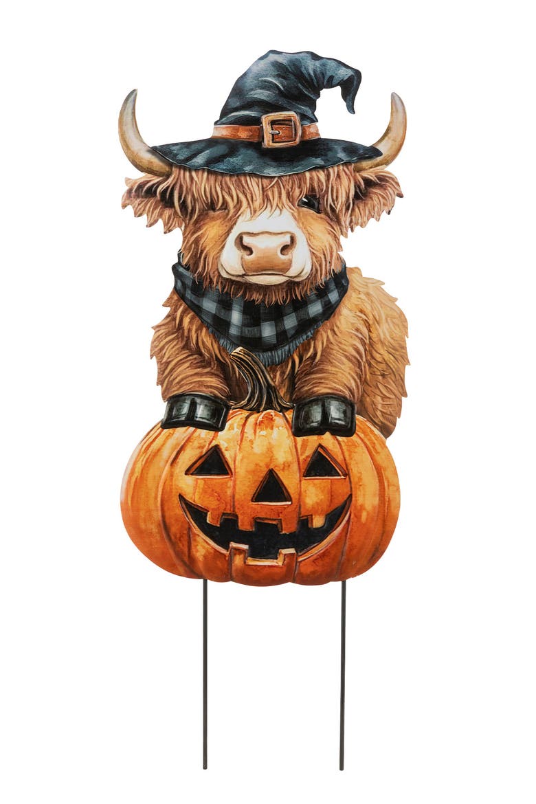 Halloween Metal Cat Dog or Cow Yard Stakes, Alternate, color, Black