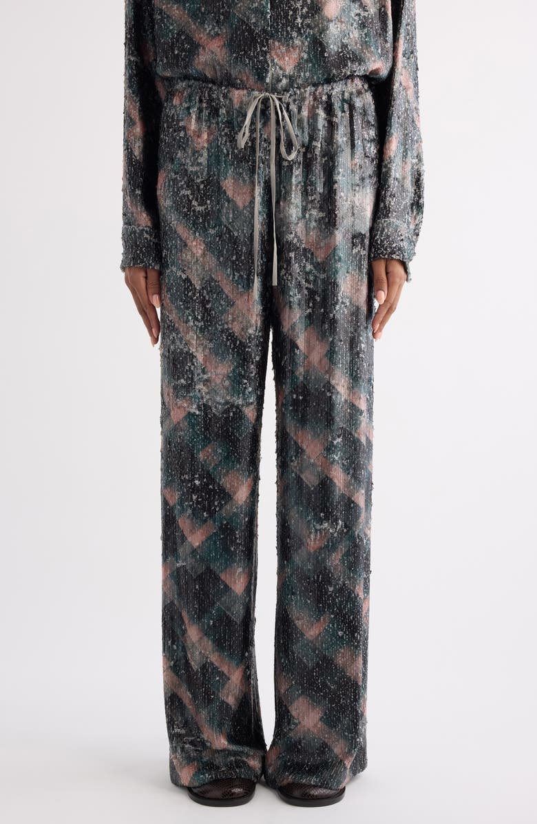 Dries Van Noten Puviss Sequin Embroidered Wide Leg Pants, Main, color, Bottle