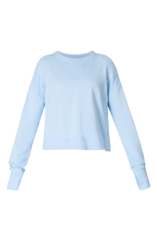 Sweaty Betty After Class Cotton Blend Crop Sweatshirt In Breeze Blue
