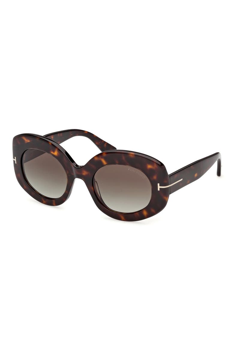 Claudette 51mm Round Sunglasses, Alternate, color, SHINY CLASSIC DARK HAVANA /T/ LOGO / GRADIENT SMOKE LENS