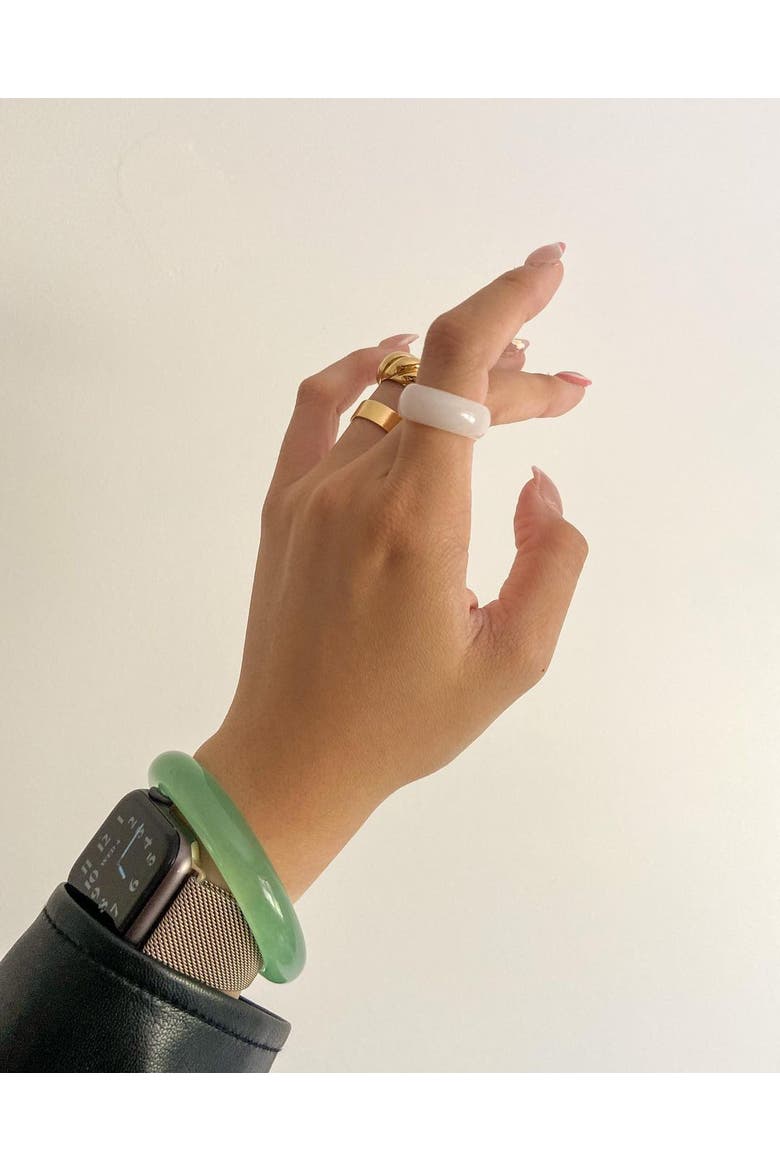 Tee White jade ring, Alternate, color, White