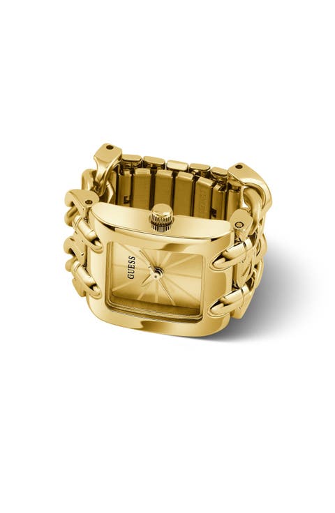Rectangle Sunray Dial Ring Watch, 20mm