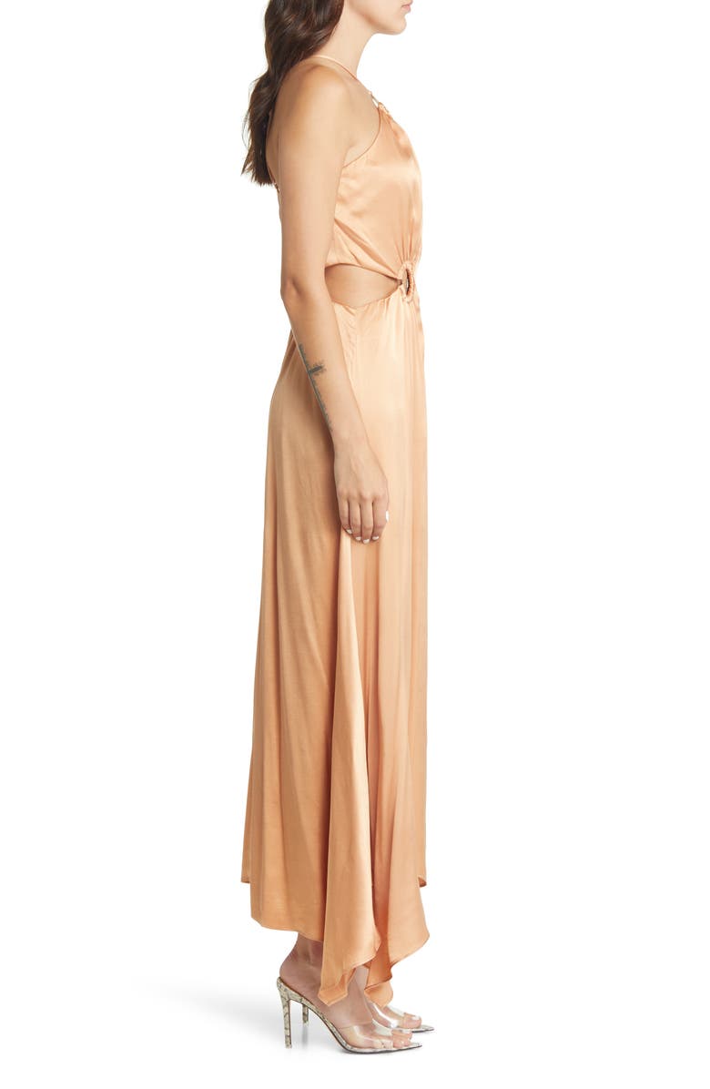 Elliatt Visitant Cutout Satin Maxi Dress, Alternate, color, 